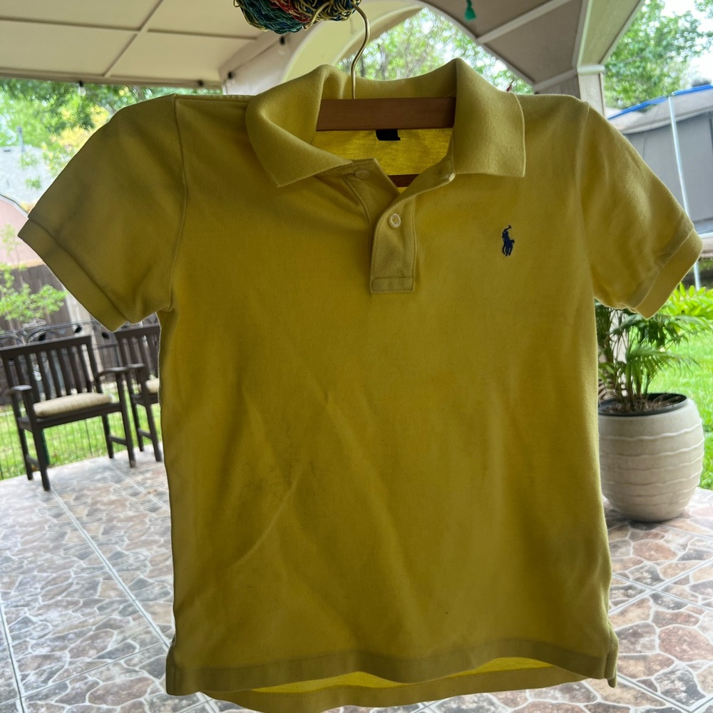 Ralph Lauren Yellow Polo with Navy Embroidered Pony boys size 7